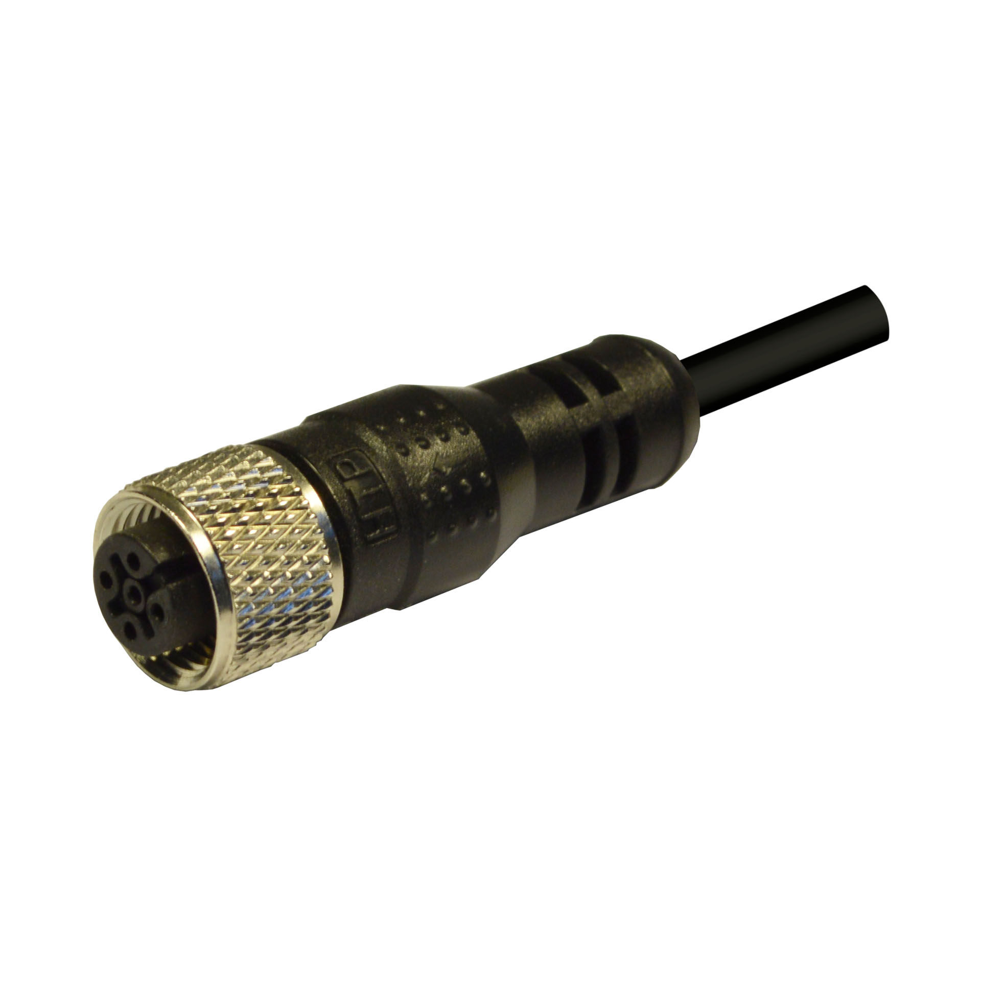 M12 female,180°,4p.,PUR/PUR ULstyle21576,4x22AWG,shielded,black,10m
